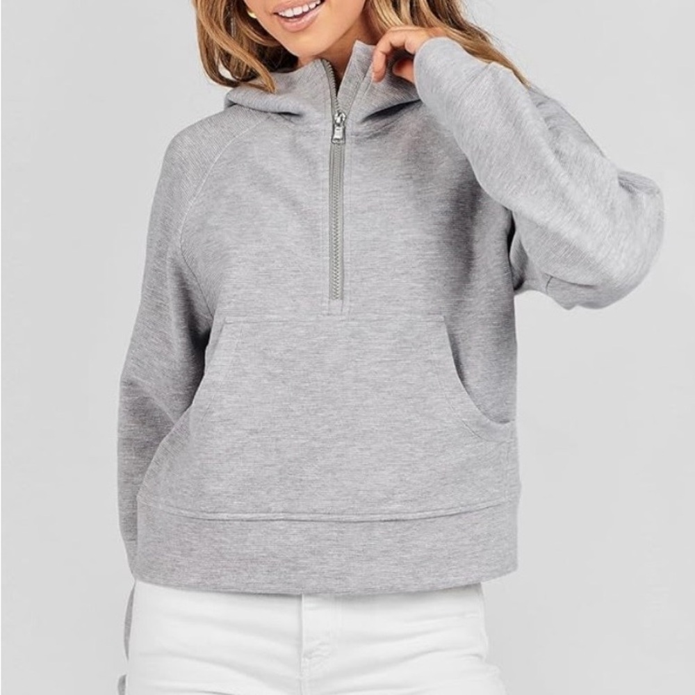 Heather Gray Women's Half-Zip Crew Pullover Sweater